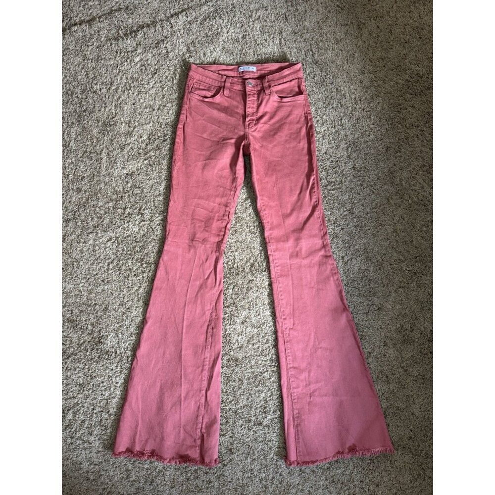 Womens Vintage Y2k Bell Bottom Jeans Frayed Hem Festival Boho Western 26x33